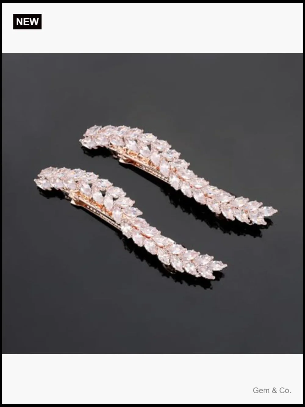 Wheat Design Rhinestone Hair Barrettes for Women Set of 2